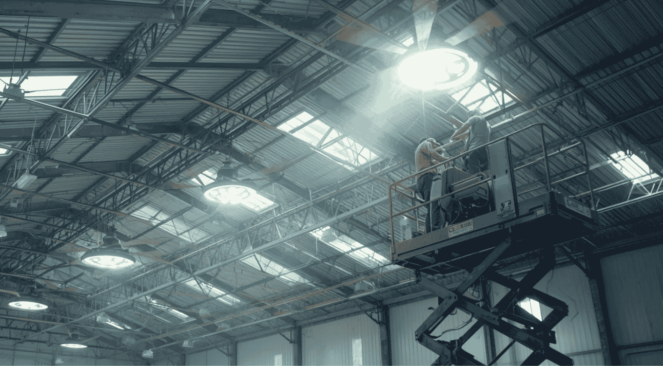 The warehouse achieved maximum energy efficiency after the team installed the new uniyonds lighting system.